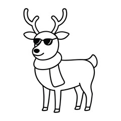 renindeer Christmas in a scarf and sunglasses vector illustration