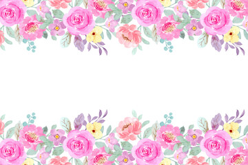 Colorful watercolor floral border for wedding, birthday, card, background, invitation, wallpaper, sticker, decoration etc.