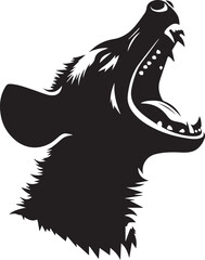 Obraz premium A silhouette of a hyena mid laugh head back and mouth open wide