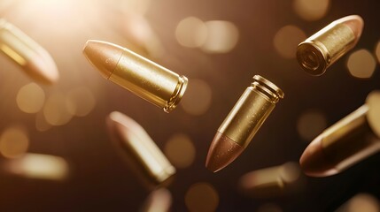 Dynamic Shotgun Shells in Motion - Captivating High-Contrast Image of Falling Bullets with Dramatic Blur Against Dark Background