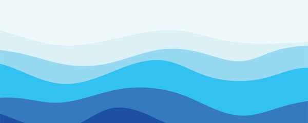 Abstract layered wave ocean banner design template