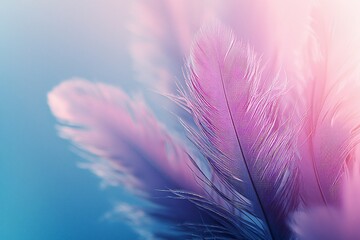 Obraz premium Whimsical Feathers: A Dreamy Blend of Pink and Blue