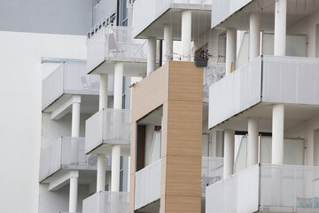 Multi-family apartment block with lots of windows