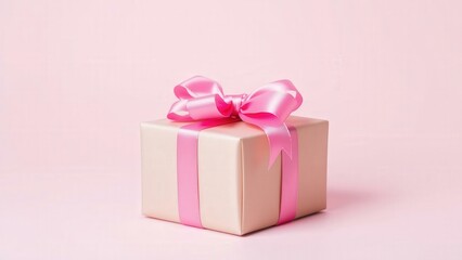 Fototapeta premium Elegant Pink Gift Box with Bow: Perfect for Birthdays, Anniversaries, or Special Occasions - Add a Touch of Love and Joy to Your Present