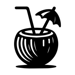 Simple Vector Icon of a Coconut drink &ndash; Logo Design Illustration