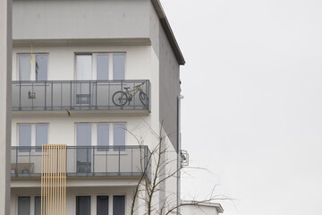 Multi-family apartment block with lots of windows