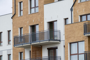 Multi-family apartment block with lots of windows