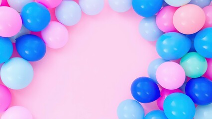 Brighten Up Your Space with a Charming Balloon Arch in Pastel Pink, Blue, and Mint - Perfect for Celebrations and Festive Decor