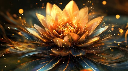 Golden Lotus in a Mystical Glow