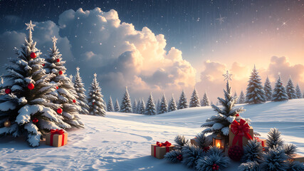  Christmas landscape. Christmas background