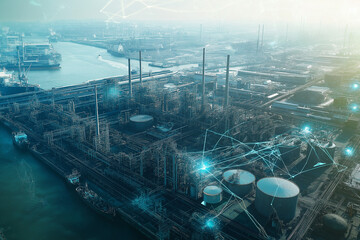 Industrieanlage mit modernem Netzwerk und künstlicher Intelligenz

