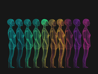 K&ouml;rperliche Silhouetten in flie&szlig;enden Farbverl&auml;ufen

