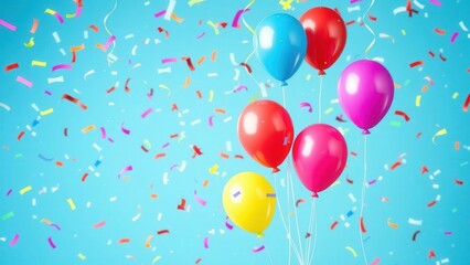 Obraz premium Celebrate with Colorful Balloons and Confetti - Perfect for Birthdays, Parties, and Festive Occasions