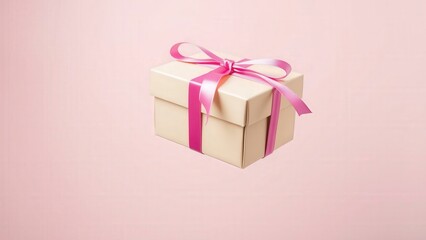 Fototapeta premium Elegant Gift Box with Pink Ribbon Perfect for Special Occasions, Birthdays, or Holidays