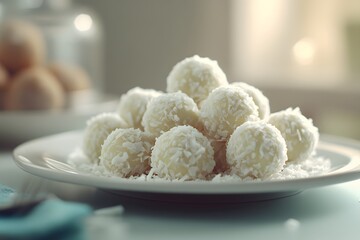 Homemade coconut candies. Selective focus
