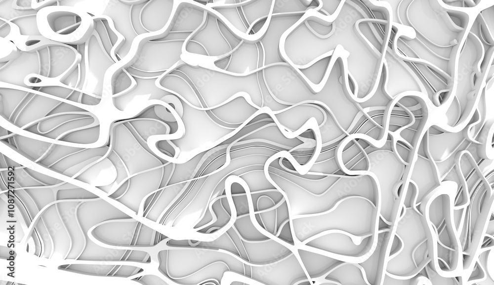Wall mural abstract background with stripes or curved lines. relief map. 3d render