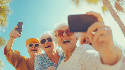 Happy older ladies in summer