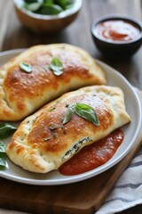 Delicious italian calzones with spinach and ricotta filling for a savory meal