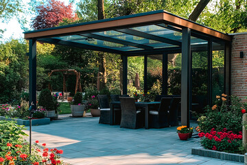 Pergola en métal et bois