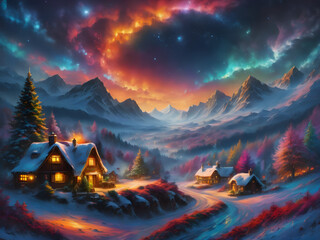 Christmas landscape. Christmas background