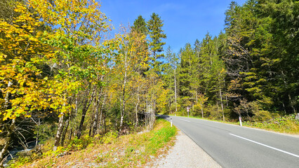 Herbstliche Landschaft mit Landstraße 