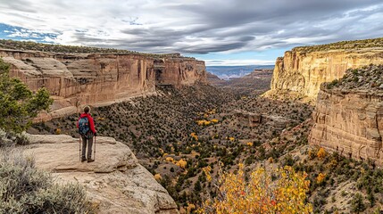 Fototapeta premium Breathtaking View from the Cliff Overlooking a Scenic Canyon
