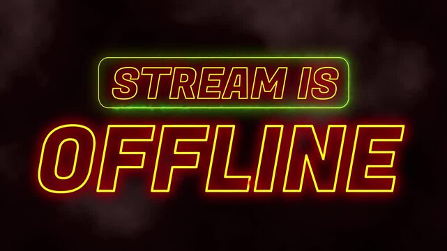 Stream is offline cloudy background with flickering animation 4k video