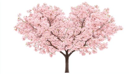 Obraz premium A beautiful heart-shaped cherry blossom tree in full bloom showcasing pink flowers.