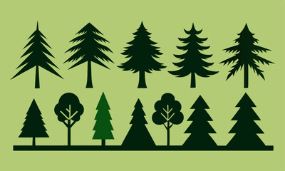 Download Pine Trees Forest Symbol  Icons Vector Set . This Design Concept Isolated Premium Vector. 