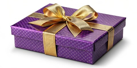 A purple gift box adorned with a luxurious gold ribbon, a symbol of celebration and joy.