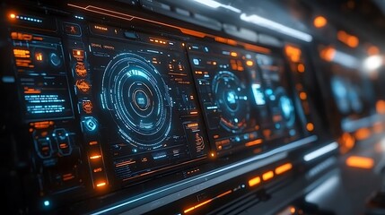 Obraz premium Futuristic control panel design digital studio graphic high-tech close-up