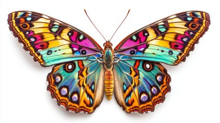 Close-Up Image of a Colorful Butterfly Wing Showcasing Vibrant Patterns and Intricate Details, Ideal for Nature and Insect Lovers