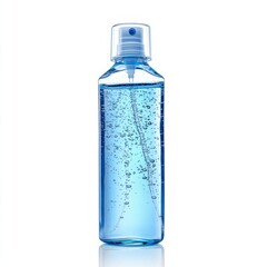 Transparent Bottle of Hand Sanitizer Gel Isolated on White Background with Bubbles and Clean Design for Hygiene and Health Use in Medical and Personal Care