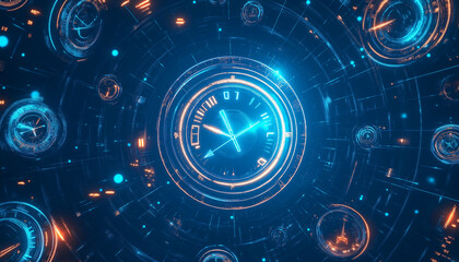 Glowing Digital Clock Pattern