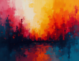 Abstract orange and blue background. Generative Ai