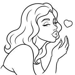 romantic woman blows kiss