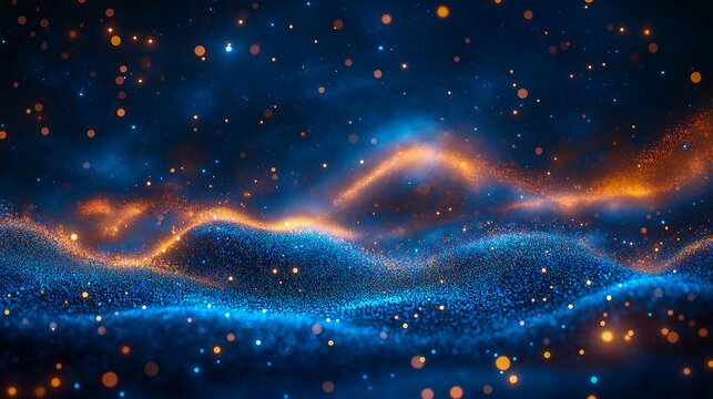 Blue abstract technology data wavy lines in holographic style. street Banner design