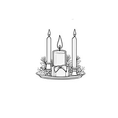 Fototapeta premium A line drawing of three candles on a plate SVG illustration art 