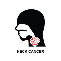 Neck cancer icon. Head and neck malignancy. Oropharyngeal cancer isolated on background vector illustration.