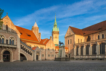 Fototapeta premium Burgplatz square in the old town of Braunschweig, Germany