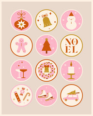 Collection of round gift tags.