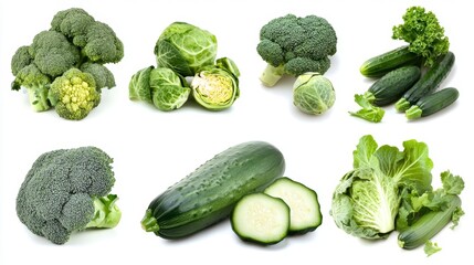 Fresh and Vibrant Collection of Green Vegetables Featuring Broccoli, Cucumbers, Cabbages, and Leafy Greens Perfect for Healthy Cooking and Nutrition