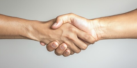 Fototapeta premium A close-up of two hands shaking, symbolizing agreement and partnership.