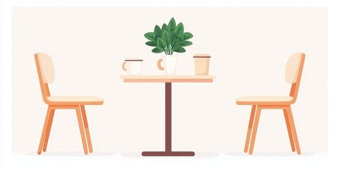 A cozy coffee table setup with plants and mugs, ideal for a welcoming atmosphere.