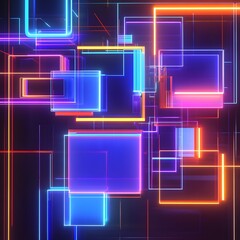 A vibrant and engaging background with abstract shapes, modern geometric patterns, and soft gradients. Incorporate elements like glowing neon lights. Created using generative AI.