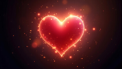 Fototapeta premium A glowing heart clipart surrounded by tiny stars and sparkles, with a glittery effect, on a dark background