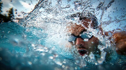 A person capturing droplets of water in a splash while swimming, illustrating fun and energy