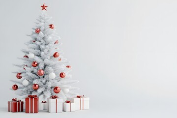 Fototapeta premium Beautifully decorated Christmas tree with gift boxes. Christmas and New Year's Eve.3D illustration 