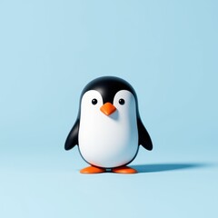 Obraz premium Cute Penguin Icon: Black and White Body, Orange Beak and Feet