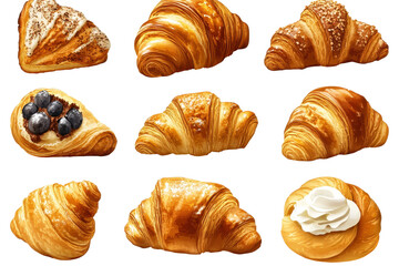 Fototapeta premium Delicious assortment of various croissants 